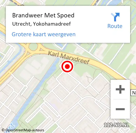 Locatie op kaart van de 112 melding: Brandweer Met Spoed Naar Utrecht, Yokohamadreef op 25 maart 2022 02:57