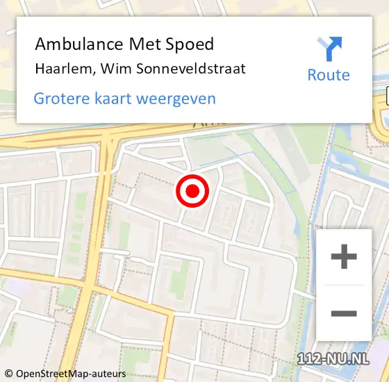 Locatie op kaart van de 112 melding: Ambulance Met Spoed Naar Haarlem, Wim Sonneveldstraat op 25 maart 2022 03:07