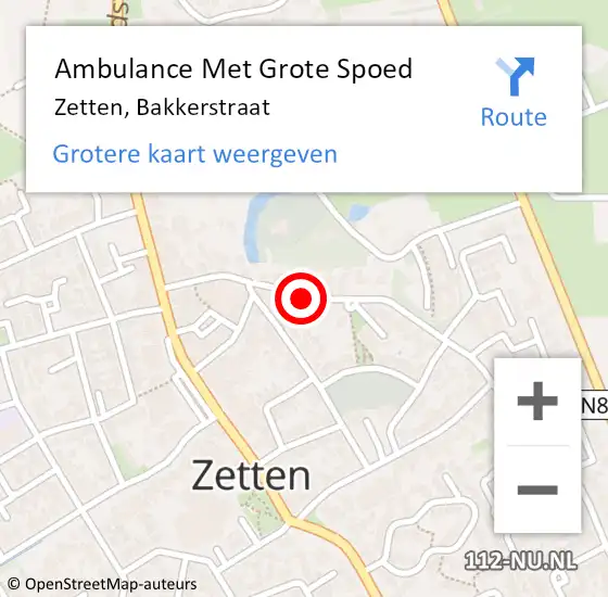 Locatie op kaart van de 112 melding: Ambulance Met Grote Spoed Naar Zetten, Bakkerstraat op 25 maart 2022 05:07