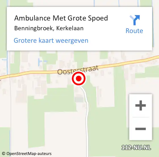 Locatie op kaart van de 112 melding: Ambulance Met Grote Spoed Naar Benningbroek, Kerkelaan op 25 maart 2022 05:53