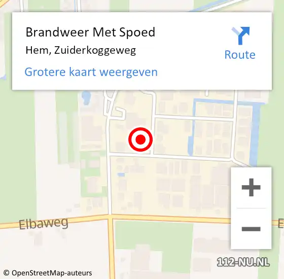 Locatie op kaart van de 112 melding: Brandweer Met Spoed Naar Hem, Zuiderkoggeweg op 25 maart 2022 06:35