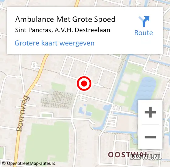 Locatie op kaart van de 112 melding: Ambulance Met Grote Spoed Naar Sint Pancras, A.V.H. Destreelaan op 25 maart 2022 06:45
