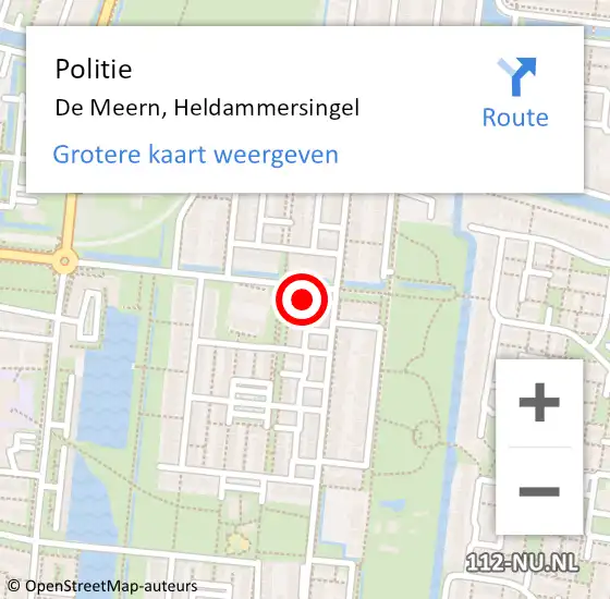 Locatie op kaart van de 112 melding: Politie De Meern, Heldammersingel op 25 maart 2022 07:05