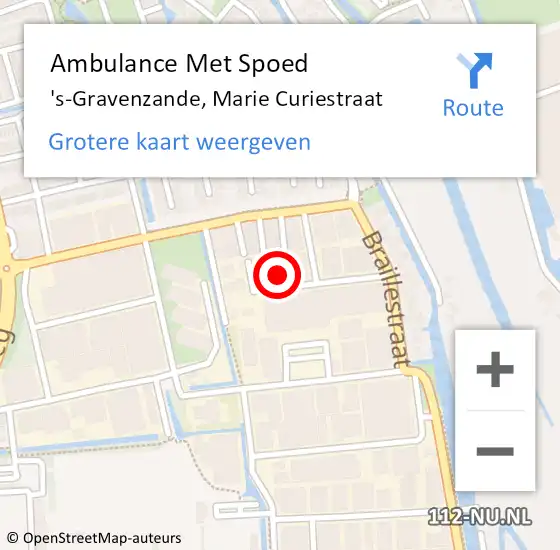 Locatie op kaart van de 112 melding: Ambulance Met Spoed Naar 's-Gravenzande, Marie Curiestraat op 25 maart 2022 07:15