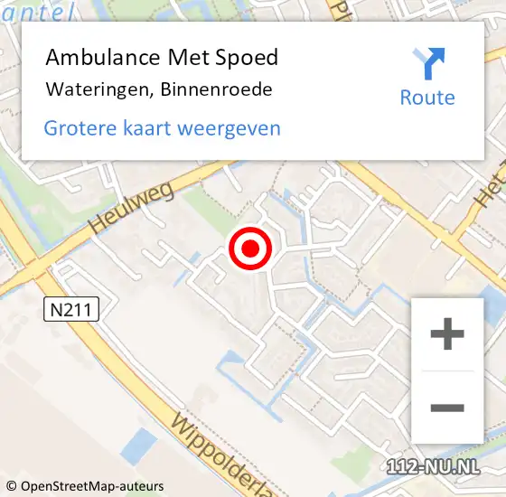 Locatie op kaart van de 112 melding: Ambulance Met Spoed Naar Wateringen, Binnenroede op 25 maart 2022 07:16