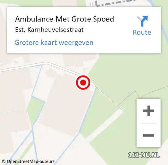 Locatie op kaart van de 112 melding: Ambulance Met Grote Spoed Naar Est, Karnheuvelsestraat op 25 maart 2022 07:34