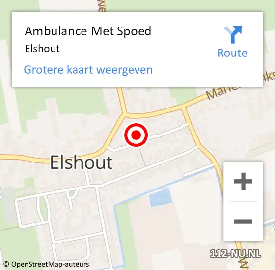 Locatie op kaart van de 112 melding: Ambulance Met Spoed Naar Elshout op 25 maart 2022 07:35