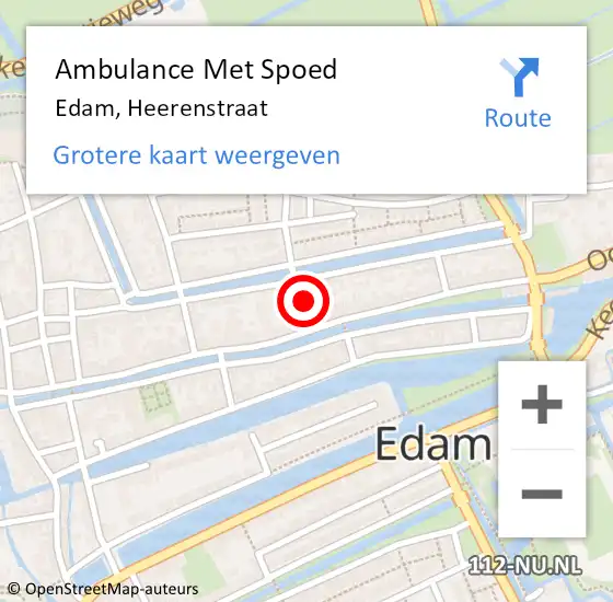 Locatie op kaart van de 112 melding: Ambulance Met Spoed Naar Edam, Heerenstraat op 25 maart 2022 07:45