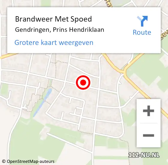 Locatie op kaart van de 112 melding: Brandweer Met Spoed Naar Gendringen, Prins Hendriklaan op 25 maart 2022 07:59