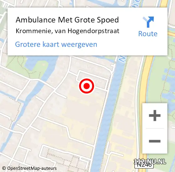 Locatie op kaart van de 112 melding: Ambulance Met Grote Spoed Naar Krommenie, van Hogendorpstraat op 25 maart 2022 08:15