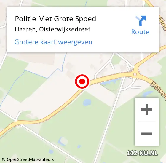 Locatie op kaart van de 112 melding: Politie Met Grote Spoed Naar Haaren, Oisterwijksedreef op 25 maart 2022 08:18