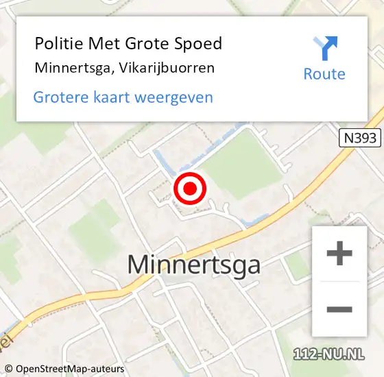 Locatie op kaart van de 112 melding: Politie Met Grote Spoed Naar Minnertsga, Vikarijbuorren op 25 maart 2022 08:19