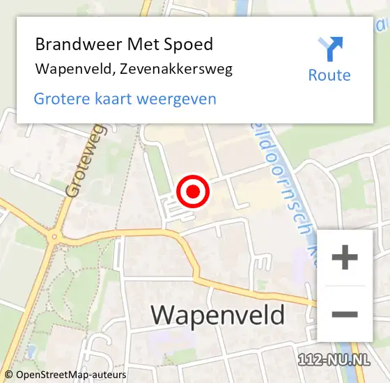 Locatie op kaart van de 112 melding: Brandweer Met Spoed Naar Wapenveld, Zevenakkersweg op 25 maart 2022 08:28