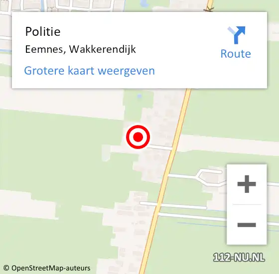 Locatie op kaart van de 112 melding: Politie Eemnes, Wakkerendijk op 25 maart 2022 08:42