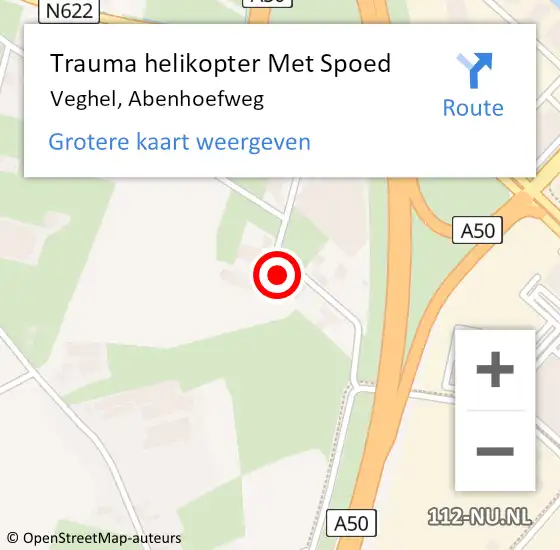 Locatie op kaart van de 112 melding: Trauma helikopter Met Spoed Naar Veghel, Abenhoefweg op 25 maart 2022 08:59