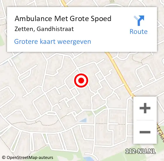 Locatie op kaart van de 112 melding: Ambulance Met Grote Spoed Naar Zetten, Gandhistraat op 25 maart 2022 09:21