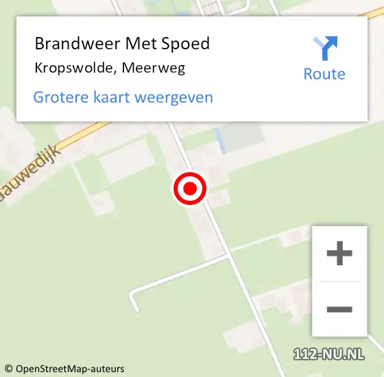 Locatie op kaart van de 112 melding: Brandweer Met Spoed Naar Kropswolde, Meerweg op 25 maart 2022 09:26