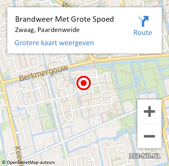 Locatie op kaart van de 112 melding: Brandweer Met Grote Spoed Naar Zwaag, Paardenweide op 25 maart 2022 09:34