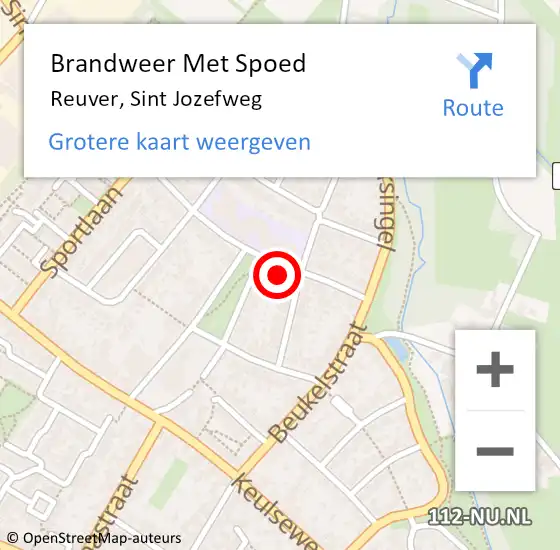 Locatie op kaart van de 112 melding: Brandweer Met Spoed Naar Reuver, Sint Jozefweg op 25 maart 2022 09:35