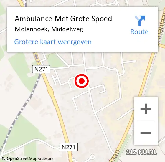 Locatie op kaart van de 112 melding: Ambulance Met Grote Spoed Naar Molenhoek, Middelweg op 25 maart 2022 09:56