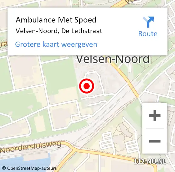 Locatie op kaart van de 112 melding: Ambulance Met Spoed Naar Velsen-Noord, De Lethstraat op 25 maart 2022 10:02