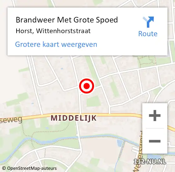 Locatie op kaart van de 112 melding: Brandweer Met Grote Spoed Naar Horst, Wittenhorststraat op 25 maart 2022 10:09