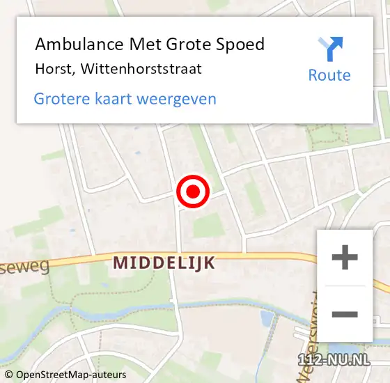 Locatie op kaart van de 112 melding: Ambulance Met Grote Spoed Naar Horst, Wittenhorststraat op 25 maart 2022 10:09