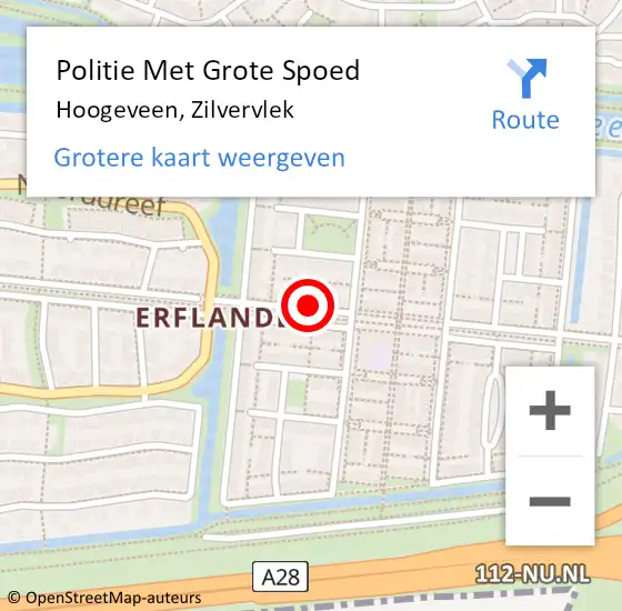 Locatie op kaart van de 112 melding: Politie Met Grote Spoed Naar Hoogeveen, Zilvervlek op 25 maart 2022 10:29