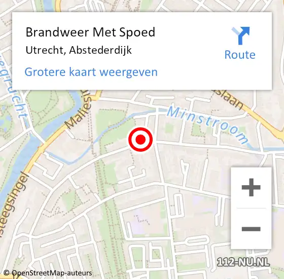 Locatie op kaart van de 112 melding: Brandweer Met Spoed Naar Utrecht, Abstederdijk op 25 maart 2022 10:38