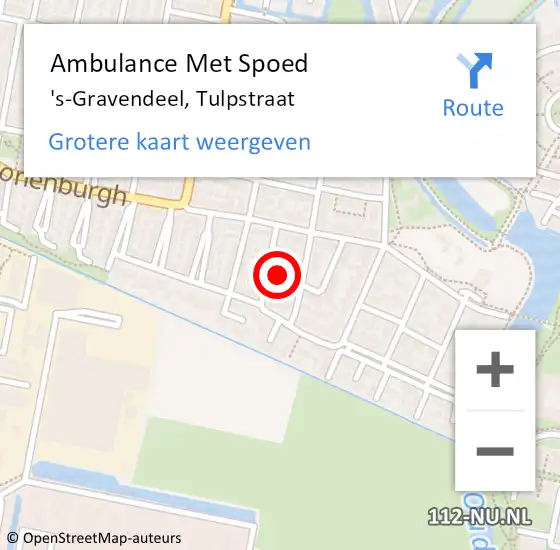 Locatie op kaart van de 112 melding: Ambulance Met Spoed Naar 's-Gravendeel, Tulpstraat op 25 maart 2022 11:05
