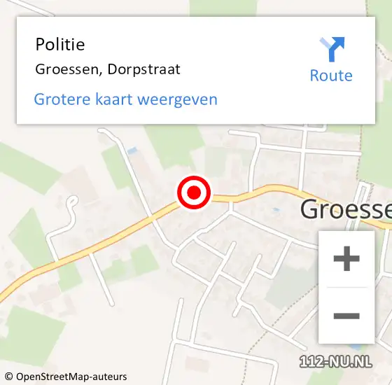 Locatie op kaart van de 112 melding: Politie Groessen, Dorpstraat op 25 maart 2022 11:11