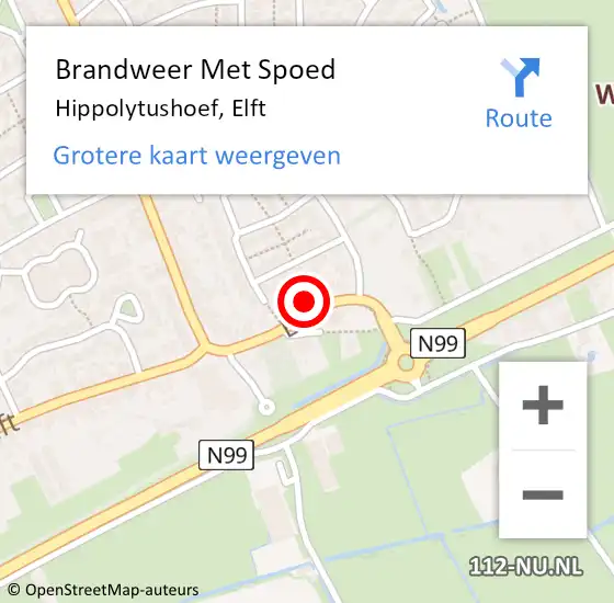 Locatie op kaart van de 112 melding: Brandweer Met Spoed Naar Hippolytushoef, Elft op 25 maart 2022 11:52