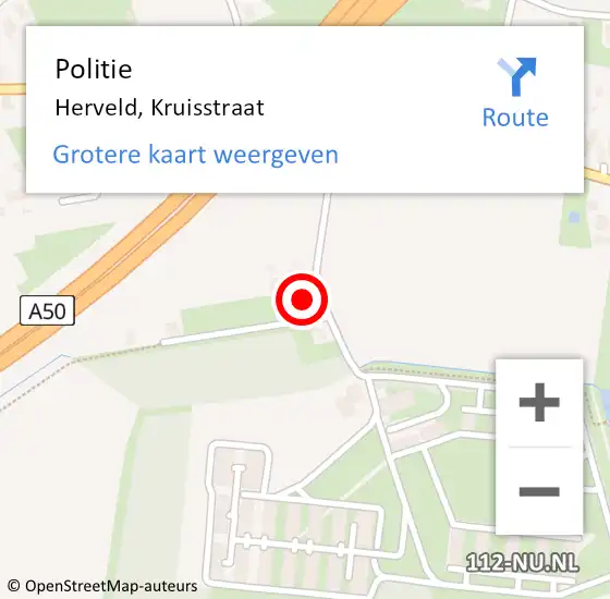 Locatie op kaart van de 112 melding: Politie Herveld, Kruisstraat op 25 maart 2022 12:05