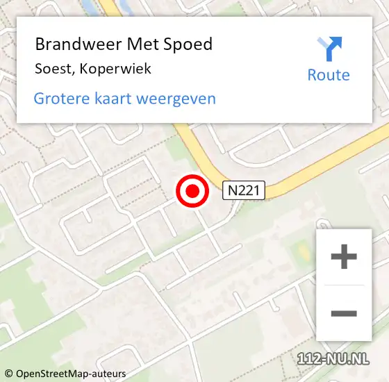 Locatie op kaart van de 112 melding: Brandweer Met Spoed Naar Soest, Koperwiek op 25 maart 2022 12:09