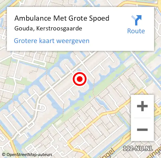 Locatie op kaart van de 112 melding: Ambulance Met Grote Spoed Naar Gouda, Kerstroosgaarde op 25 maart 2022 12:18