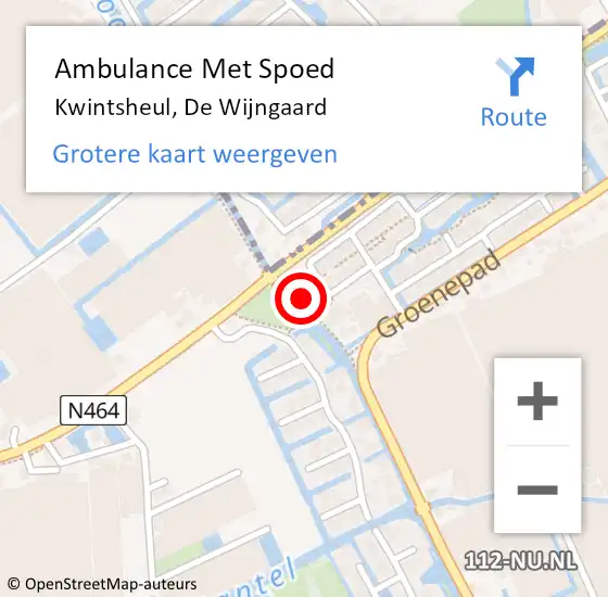 Locatie op kaart van de 112 melding: Ambulance Met Spoed Naar Kwintsheul, De Wijngaard op 25 maart 2022 12:34