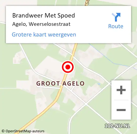 Locatie op kaart van de 112 melding: Brandweer Met Spoed Naar Agelo, Weerselosestraat op 12 juli 2014 06:12