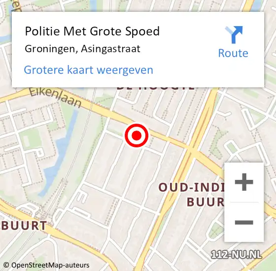 Locatie op kaart van de 112 melding: Politie Met Grote Spoed Naar Groningen, Asingastraat op 25 maart 2022 12:38