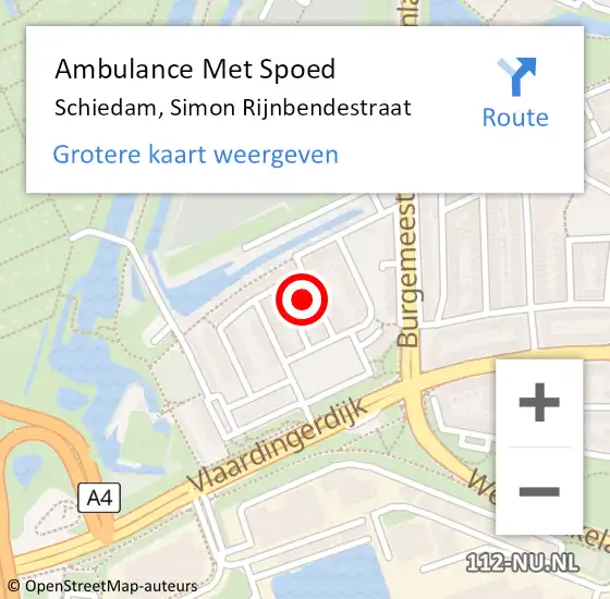 Locatie op kaart van de 112 melding: Ambulance Met Spoed Naar Schiedam, Simon Rijnbendestraat op 25 maart 2022 12:38