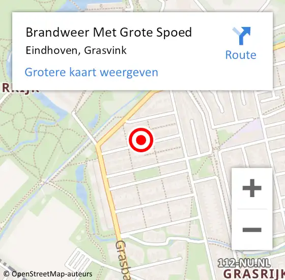 Locatie op kaart van de 112 melding: Brandweer Met Grote Spoed Naar Eindhoven, Grasvink op 25 maart 2022 12:40