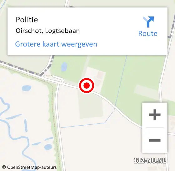 Locatie op kaart van de 112 melding: Politie Oirschot, Logtsebaan op 25 maart 2022 12:47