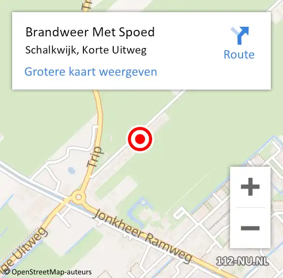 Locatie op kaart van de 112 melding: Brandweer Met Spoed Naar Schalkwijk, Korte Uitweg op 25 maart 2022 12:54