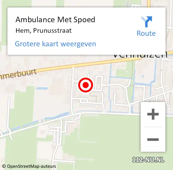 Locatie op kaart van de 112 melding: Ambulance Met Spoed Naar Hem, Prunusstraat op 25 maart 2022 13:06