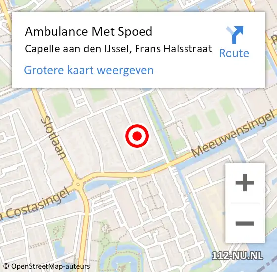 Locatie op kaart van de 112 melding: Ambulance Met Spoed Naar Capelle aan den IJssel, Frans Halsstraat op 25 maart 2022 13:21