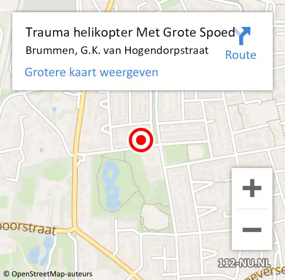Locatie op kaart van de 112 melding: Trauma helikopter Met Grote Spoed Naar Brummen, G.K. van Hogendorpstraat op 25 maart 2022 13:25