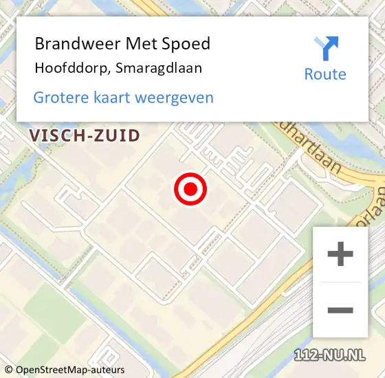 Locatie op kaart van de 112 melding: Brandweer Met Spoed Naar Hoofddorp, Smaragdlaan op 25 maart 2022 13:46