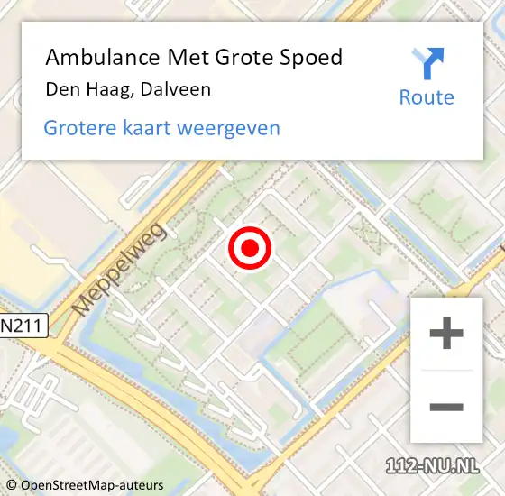 Locatie op kaart van de 112 melding: Ambulance Met Grote Spoed Naar Den Haag, Dalveen op 25 maart 2022 13:54