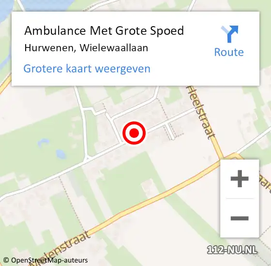 Locatie op kaart van de 112 melding: Ambulance Met Grote Spoed Naar Hurwenen, Wielewaallaan op 25 maart 2022 14:00