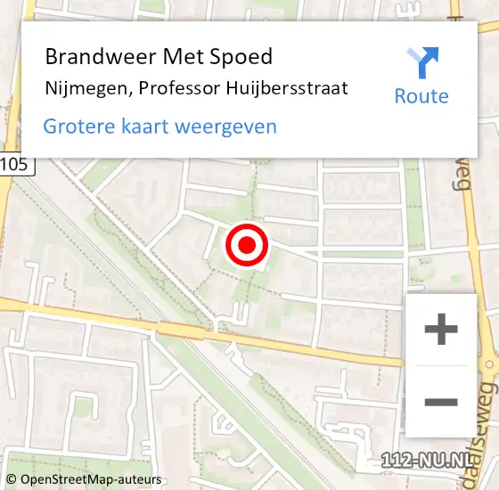 Locatie op kaart van de 112 melding: Brandweer Met Spoed Naar Nijmegen, Professor Huijbersstraat op 25 maart 2022 14:09