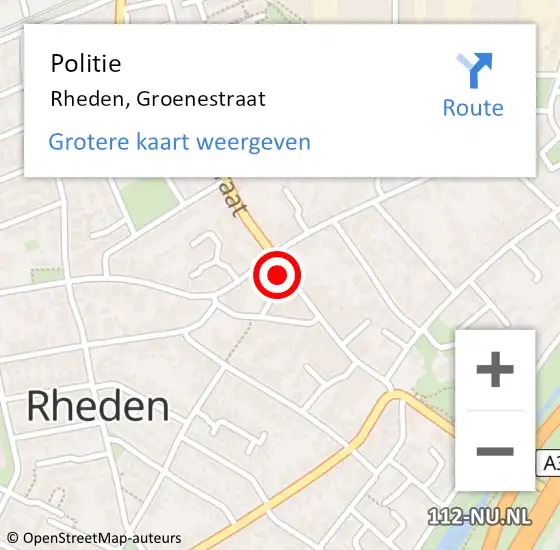 Locatie op kaart van de 112 melding: Politie Rheden, Groenestraat op 25 maart 2022 14:38